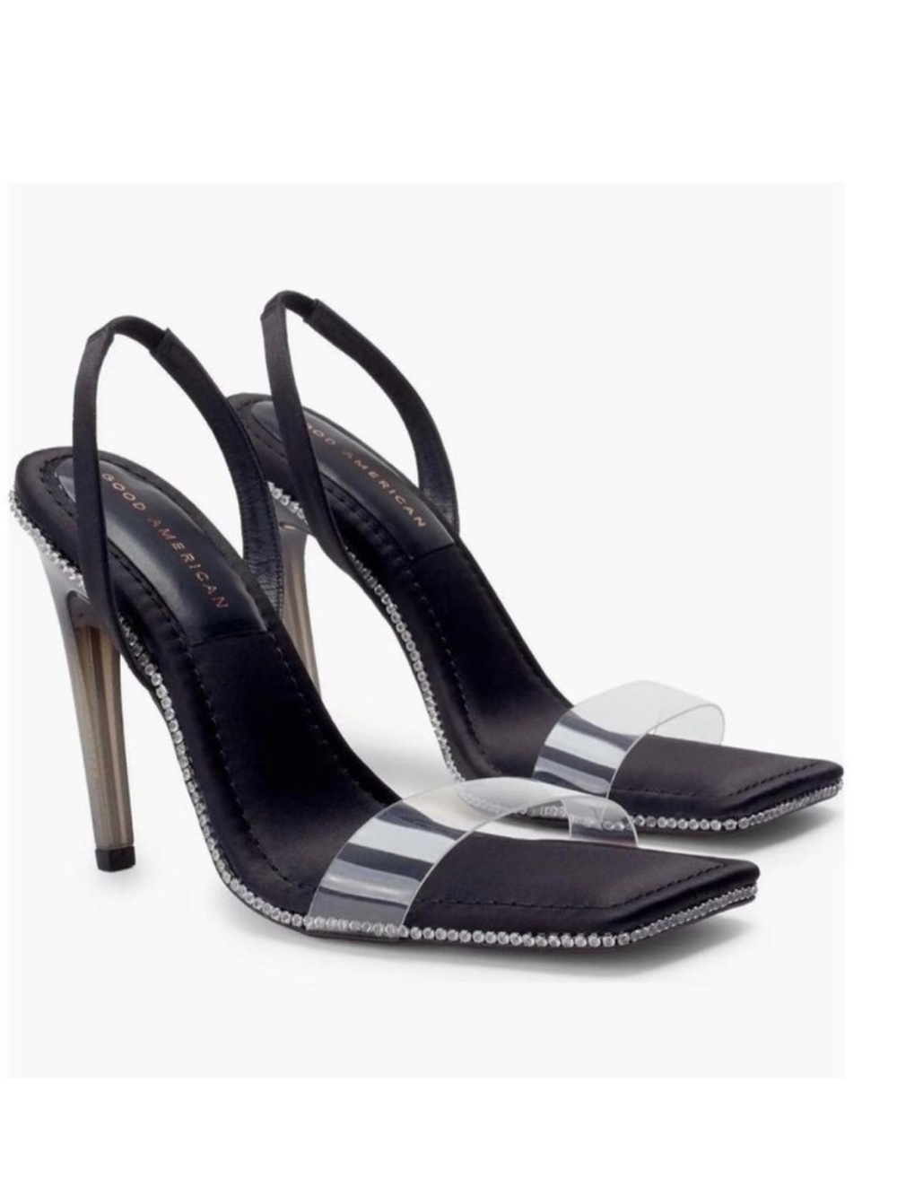 GOOD AMERICAN - Crystal Crush Lucite Sandal - Black